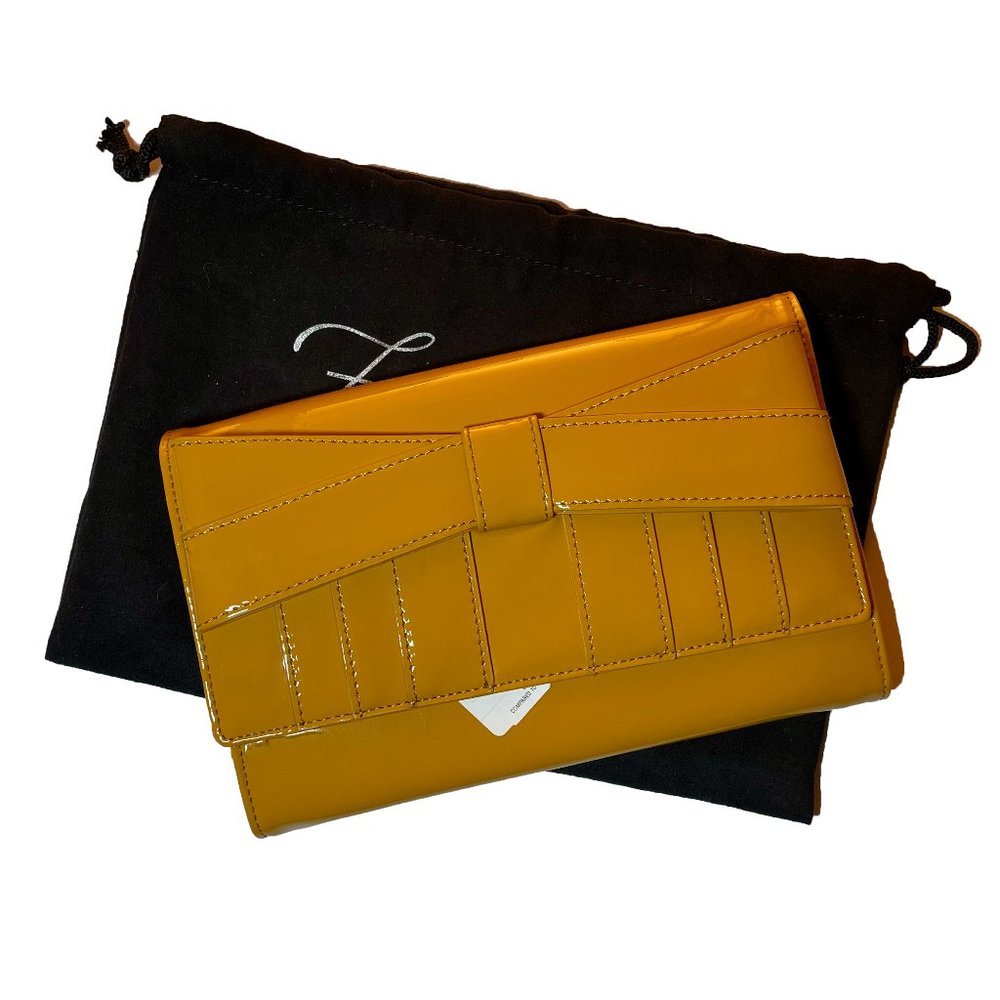 Zac Posen Z Spoke Shirley Bow Travel Clutch Wallet in Mustard Yellow